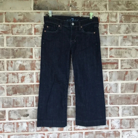 7 For All Mankind Dark Wash Dojo Crop Jeans - Picture 1 of 12